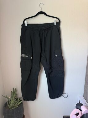 Jordan Black Men's Cargo Sweatpants with Patch Pockets